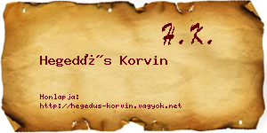 Hegedűs Korvin névjegykártya