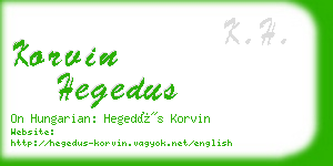 korvin hegedus business card